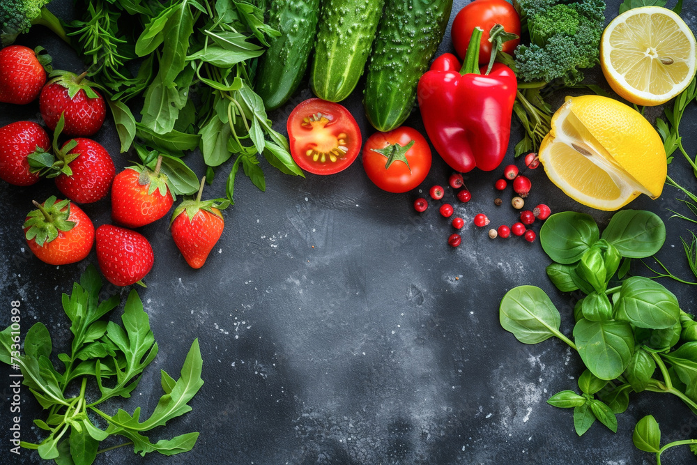 Tomatoes and basil on a wooden table with fresh vegetables Tomatoes and basil on a wooden table with fresh vegetables