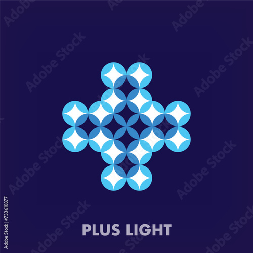 Starlight logo from creative plus sign. Unique creative colors. Healthcare institution and pharmacy logo template. vector.