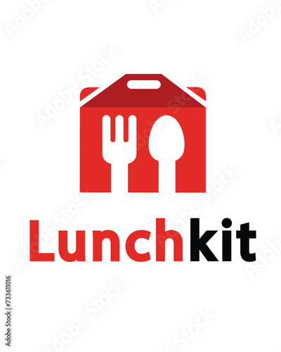 red lunch box icon vector art logo