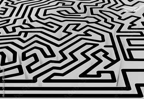 Maze side view, 3D visualization, white background