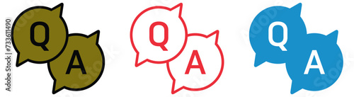 Questions and answers colorful icon with speech bubble and q and a letters