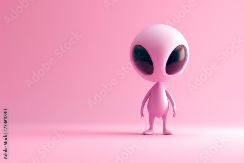 cute cartoon character of an alien space martian with large eyes. 3D render style photo