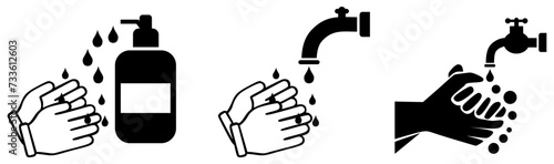 hand wash icon. Cleaning hands Wash.