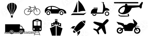 Public Transport Related Vector Line Icons. Contains such Icons as Taxi, Train, Tram and more. Editable Stroke.