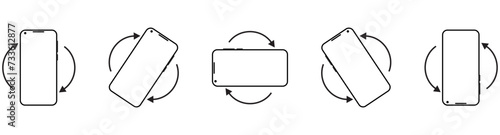 Rotate smartphone icon isolated. Mobile screen rotation. Horisontal or vertical rotation icons. Vector icons.