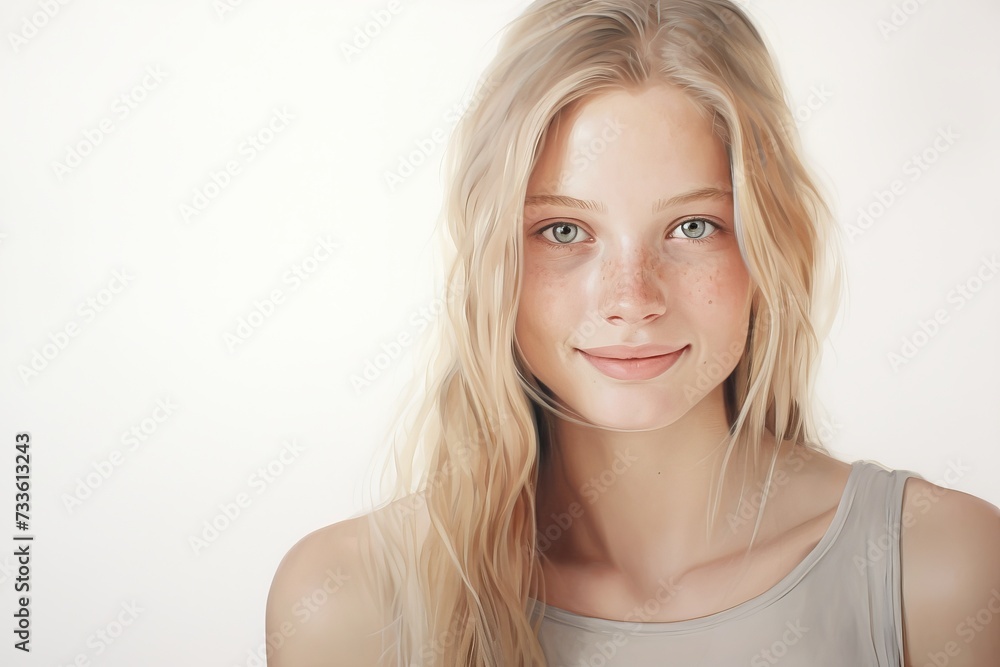 A background image with space for customization featuring a young woman against a white backdrop, offering flexibility for adding design overlays, while maintaining a versatile aesthetic. A background image with space for customization featuring a young woman against a white backdrop, offering flexibility for adding design overlays, while maintaining a versatile aesthetic.