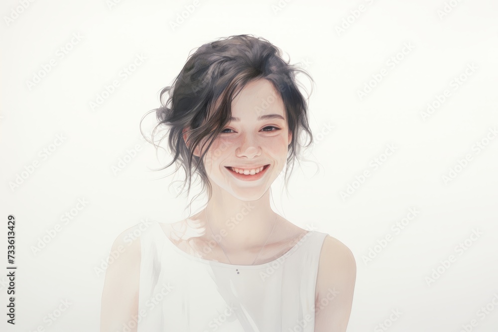 A background image featuring a young woman smiling with an overexposure effect against a white backdrop, offering a clean canvas for customization. A background image featuring a young woman smiling with an overexposure effect against a white backdrop, offering a clean canvas for customization.