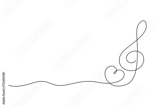 One continuous line drawing of music note. Isolated on white background vector illustration. Free vector