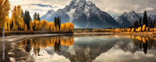 Grand Teton national park. Autumn landscape. Wyoming, mountains