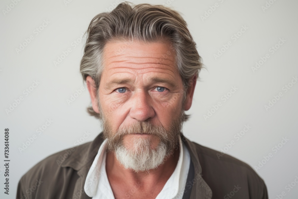 Portrait of a handsome mature man with grey hair and beard. Portrait of a handsome mature man with grey hair and beard.