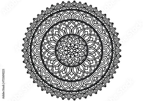 Flower mandala decorative element vintage oriental pattern Vector illustration Islam, Arabian, Indian, Moroccan, Spanish, Turkish, Pakistani, Chinese, mystical, Ottoman patterns, coloring book page.
