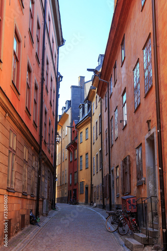 Fototapeta Naklejka Na Ścianę i Meble -  Stockholm, Sweden - June 23, 2019: Streets of the old city. Stockholm historic city