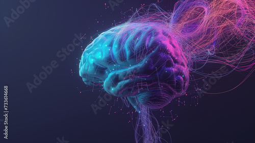 Vivid Neurological Brain Concept Illustration, Symbolizing Intelligence, Creativity, and Mental Health
