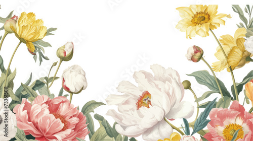 Frame decorated with flowers, tulips for women's day on March 8. Spring celebration