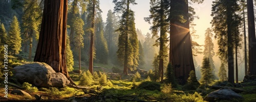 Sequoia National Park in the Sierra Nevada in California, United States of America. Largest sequoia trees