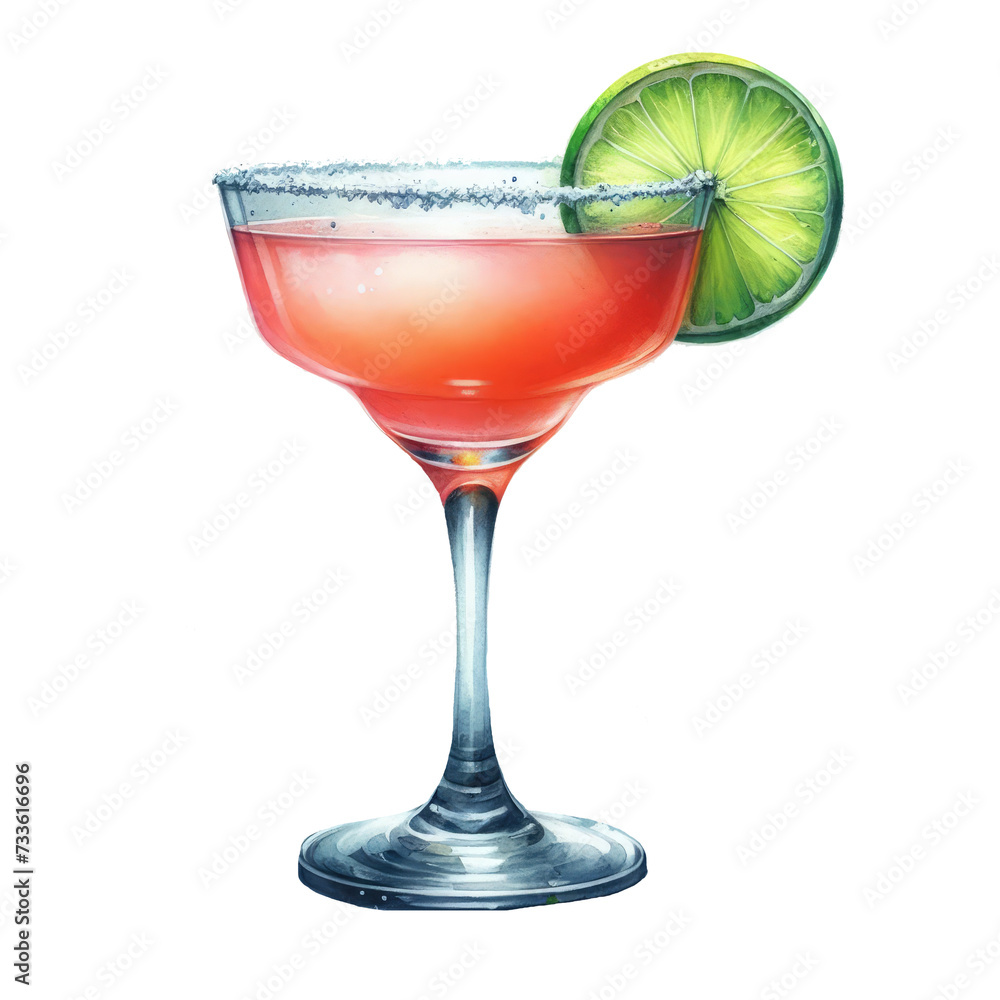 watercolor cocktail with soft drinks watercolor cocktail with soft drinks