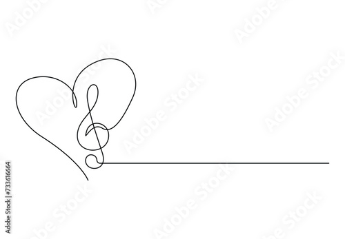 Treble clef continuous single line drawing. One line drawing music note. Isolated on white background vector illustration. Free vector