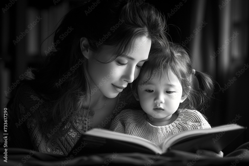 Mother and her daughter reading bible ,family worship or woman studying, reading book or learning God in religion Mother and her daughter reading bible ,family worship or woman studying, reading book or learning God in religion