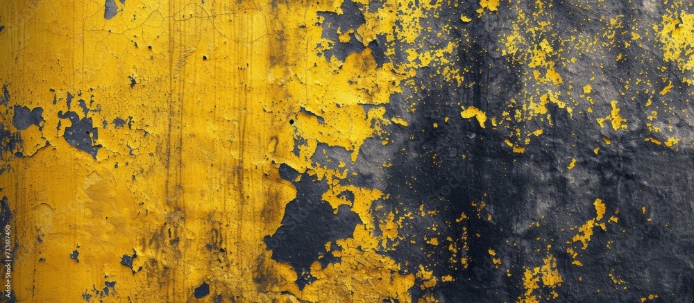 Vibrant Grunge: A Colorful Texture Background of Yellow and Black on a Grungy Wall