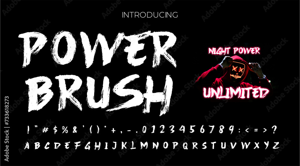 Brush power typography font with gothic extremal lettering darkened apocalyptic and hardcore letters - obrazy, fototapety, plakaty 