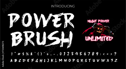 Brush power typography font with gothic extremal lettering darkened apocalyptic and hardcore letters photo