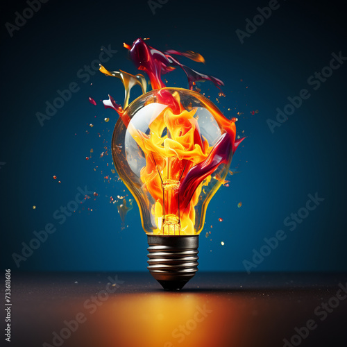 Colorful Creative idea concept with lightbulb made from colorful paint