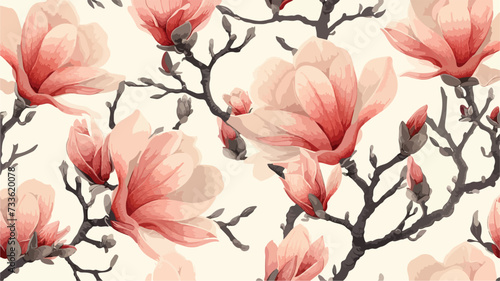 Lovely seamless pattern with exotic magnolia. © iclute