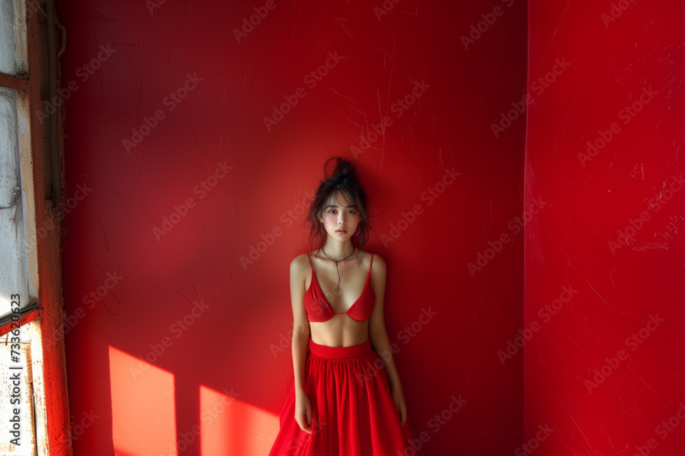 Close up studio shot of beautiful young woman,posing against light wall with positive face expression Close up studio shot of beautiful young woman,posing against light wall with positive face expression