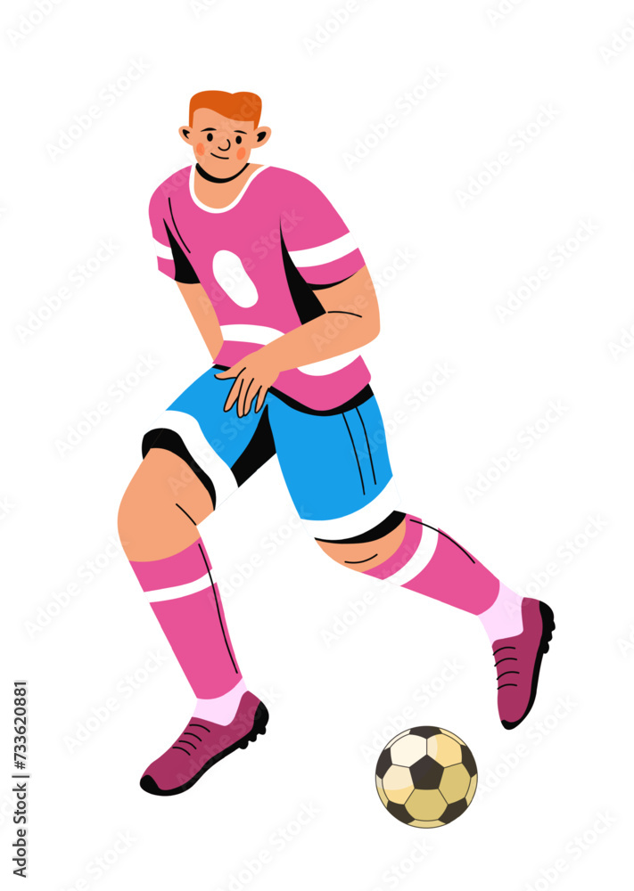 Soccer player with ball, footballer in action