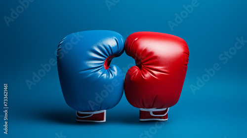 A pair of bright blue and red boxing gloves © Rimsha