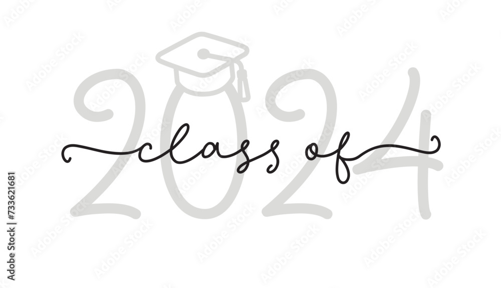 CLASS OF 2024. Graduation logo for high school, college graduate