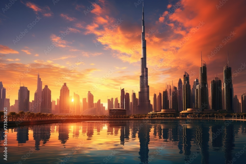 Fototapeta premium United Arab Emirates- Dubai- View of cityspace. Generative ai
