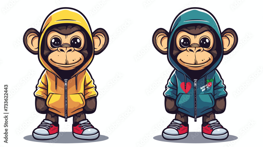 Mascot cartoon of cute smile hipster monkey.