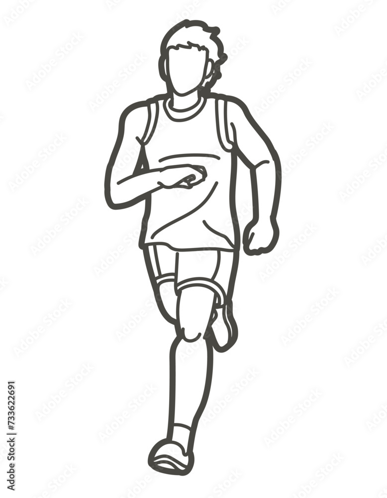 Marathon Runner Start Running A Man Running Action Movement Cartoon Sport Graphic Vector 