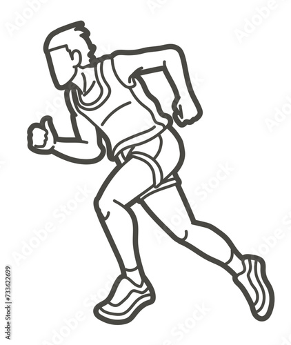 Marathon Runner Start Running A Man Running Action Movement Cartoon Sport Graphic Vector 