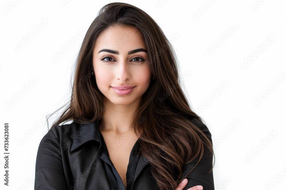 Indian businesswoman portrait with a white copy space background Indian businesswoman portrait with a white copy space background
