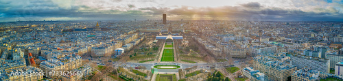 Picturesque Paris City in France as Panoramic View From Eiffel Tower and Avenue Des Champs Elysees. photo