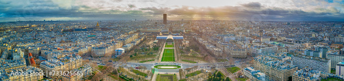Εκτύπωση καμβά Picturesque Paris City in France as Panoramic View From Eiffel Tower and Avenue Des Champs Elysees