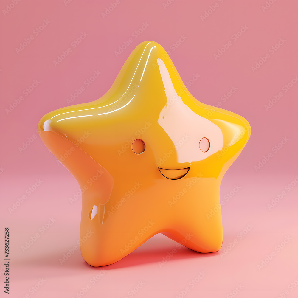 3d rendering star icon toon style 3d rendering star icon toon style
