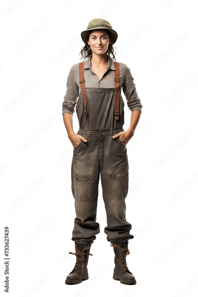Rustic Farmer Woman in Overalls and Green Shirt Rustic Farmer Woman in Overalls and Green Shirt