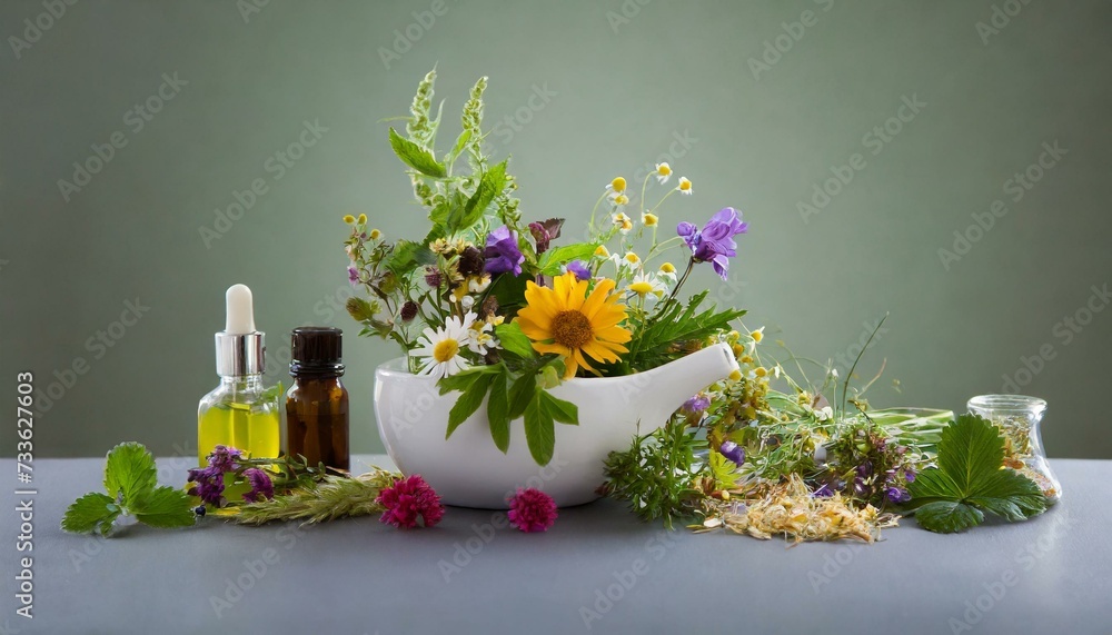 easter still life with eggs and flowers, Traditional Chinese Herbal Medicine Assortment