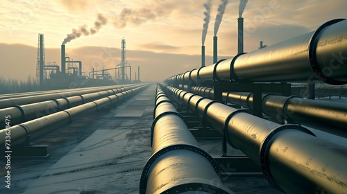 Industrial Gas Pipeline Surge. Global warming and industry concept.
