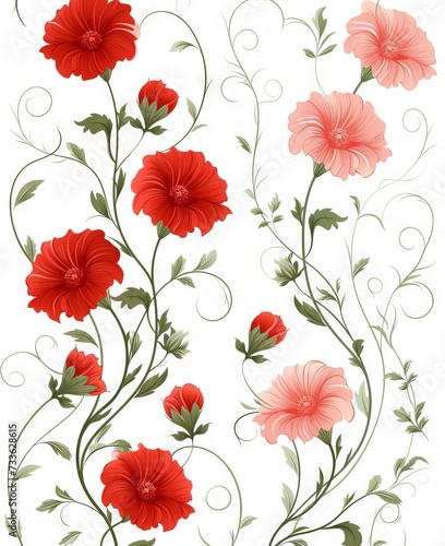 white background with illustration of flowers, floral wallpaper © Pako Grau