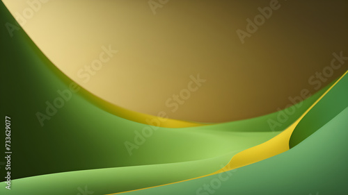 a 3d render curves of green ,yellow and darker ,banner design, poster, wallpaper,Generative ai,ai