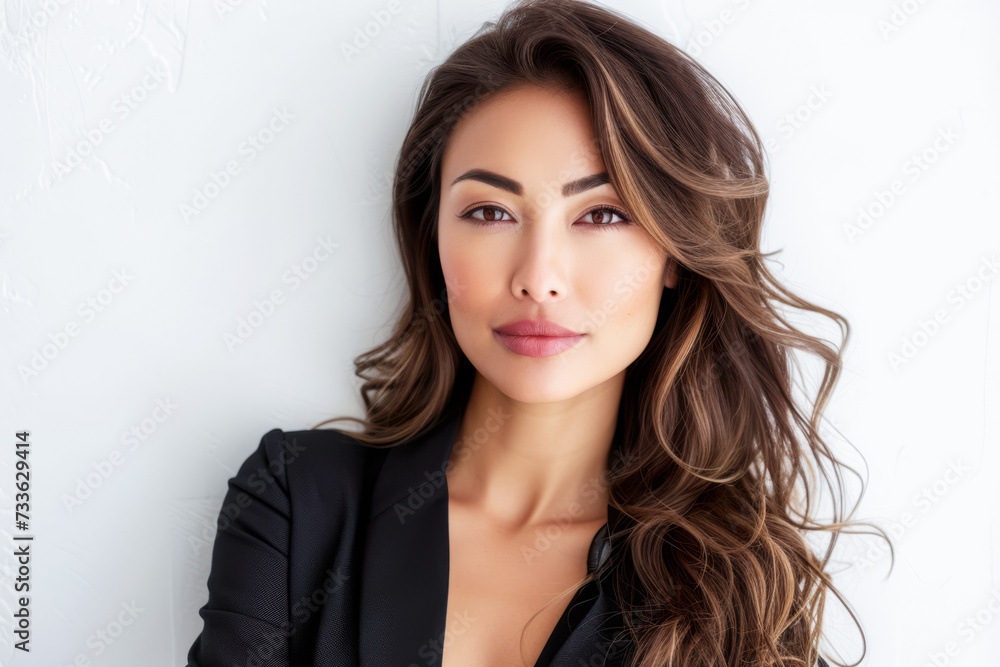 Asian businesswoman portrait with a white copy space background Asian businesswoman portrait with a white copy space background