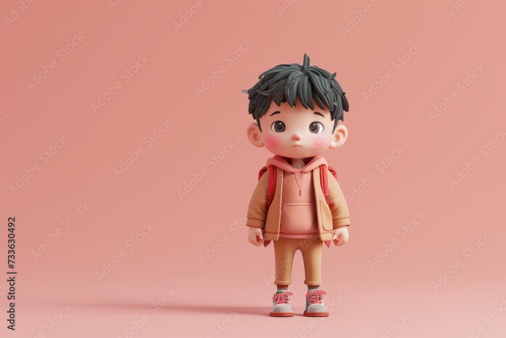 cute cartoon boy with a red scarf on a pink background. cute cartoon boy with a red scarf on a pink background.
