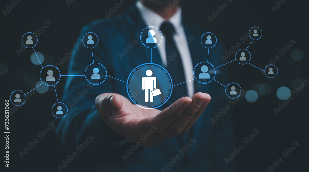 Human resource management, recruiting, hiring, hiring people, concepts, human resources job applicant selection The process of selecting people to participate in the event HR Leadership Recruitment