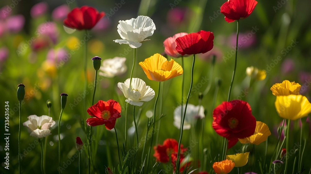 Naklejka premium Colorful flowers in the spring garden. 