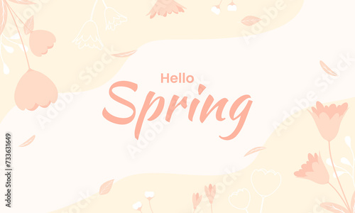 Spring background with flowers  leaves. Seasonal graphic illustration for banner  poster  card design. Vector
