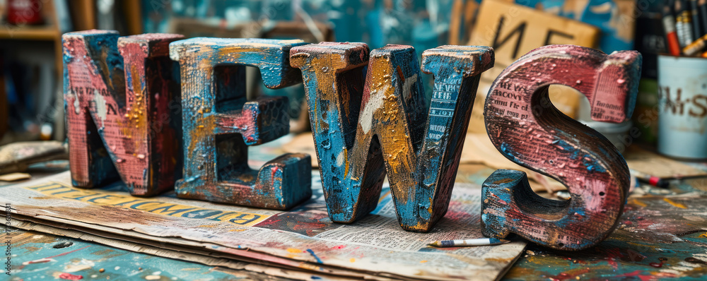 Block letters spelling NEWS on a newspaper background, symbolizing the ...